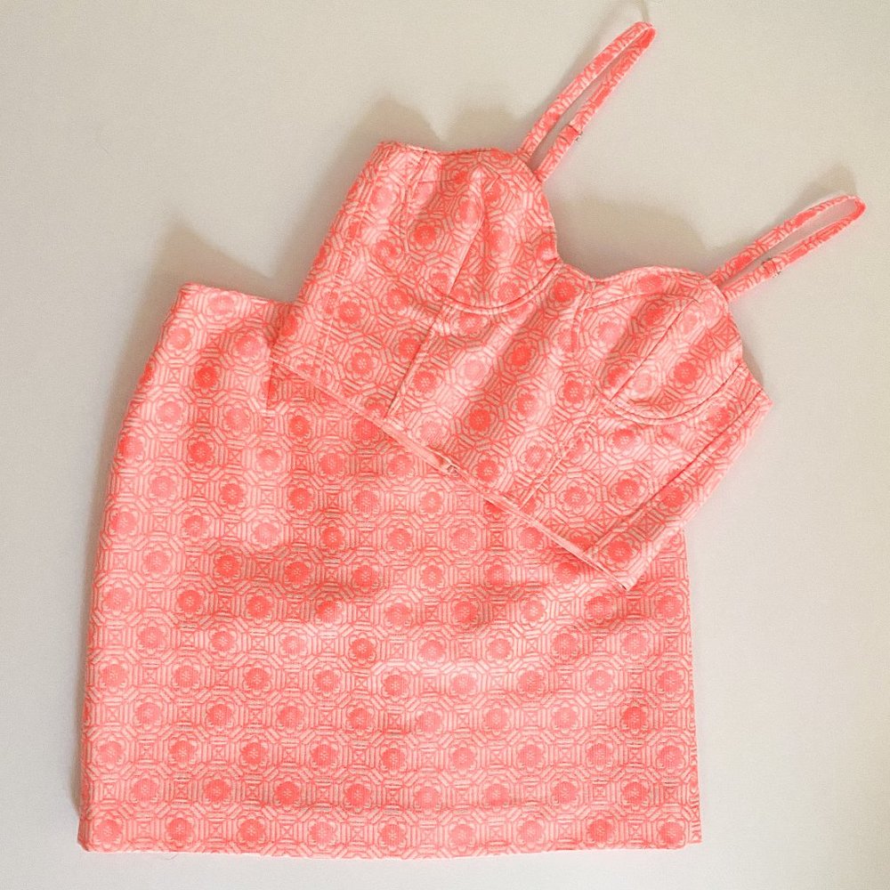 Gianni Bini Neon Pink Mini Skirt and Shell